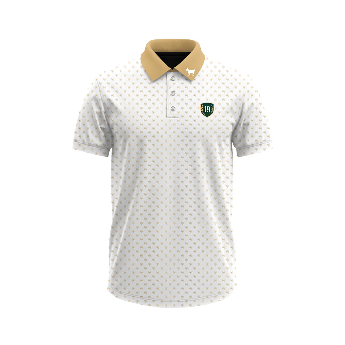Goated Polo - White / Gold 19 pattern