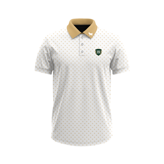Goated Polo - White / Gold 19 pattern